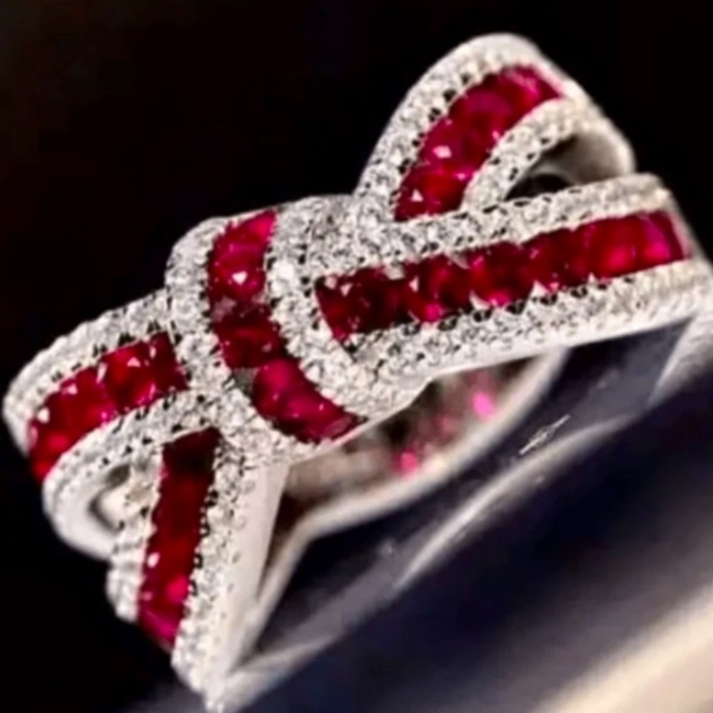 Cubic Zirconia Red Bow Ring